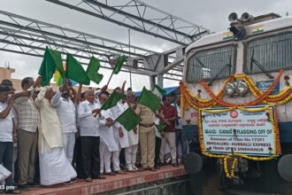 ಬೆಂಗಳೂರು– ಹುಬ್ಬಳ್ಳಿ- ಸಿಂಧನೂರು ರೈಲಿಗೆ ಕೇಂದ್ರ ಸಚಿವ ವಿ.ಸೋಮಣ್ಣ ಚಾಲನೆ